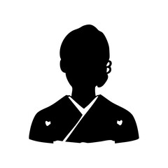 礼服和装の女性　モノクロシルエットイラスト