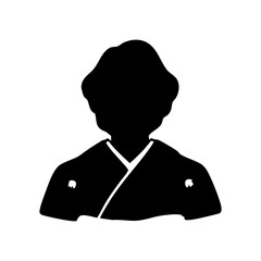 礼服和装の女性　モノクロシルエットイラスト