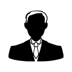 礼装スーツの男性　中年シニア　モノクロシルエットイラスト