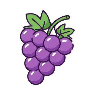 Ilustrasi anggur segar bergaya flat minimalis dengan latar putih. Cocok untuk konsep buah segar, nutrisi, produk alami, dan desain komersial.