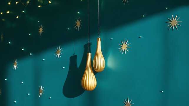 Minimalist hanging light bulbs with blue background