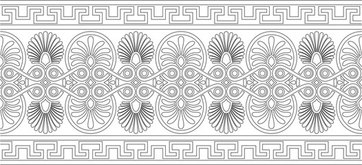 Vector  black classic seamless european national ornament. Ethnic contour pattern of the Romanesque peoples. Border, frame of ancient greece, roman empire.