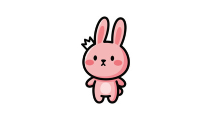 Fototapeta premium Pink cartoon bunny illustration isolated