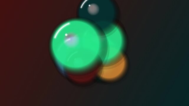 Bouncing Balls Footage in Green and Red on Dark Background, Abstract Motion Graphics Video