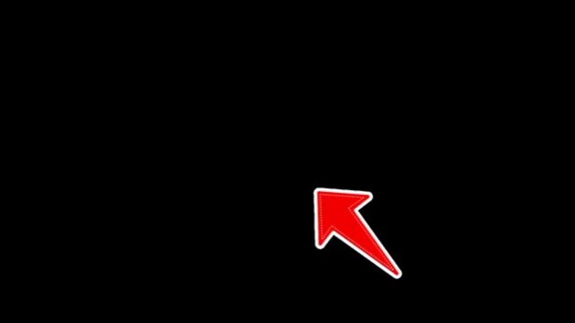 Dynamic red arrow cursor on black background indicating direction and action