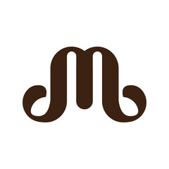 Brown Curved M Monogram Logo for Branding and Identity