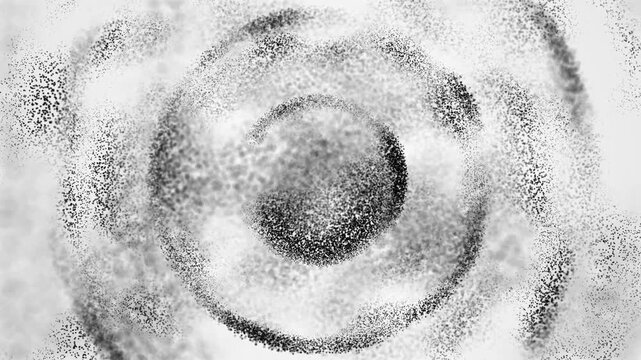 Animated Halftone Background with Moving Rings, Circles, Particles, Black Dots. Rising Air Bubbles on Water. Logo Frame. Rotating Spheres, Worlds Colliding, Galaxy Formation, Circle of Pure Energy. 4K