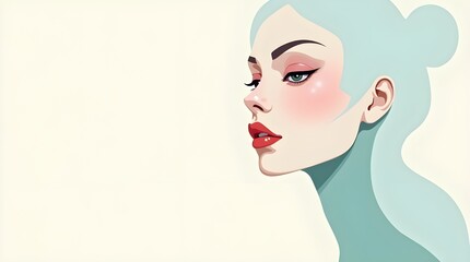 Glamorous woman's profile, makeup, beauty and fashion illustration
