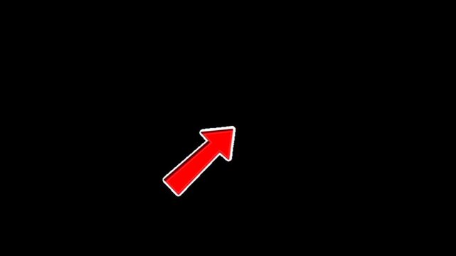 Dynamic red arrow cursor on black background indicating direction and action best for editing purpose.