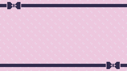 ドット絵　リボンのかわいいピンク色のガーリーな背景装飾　フレーム　ピクセル