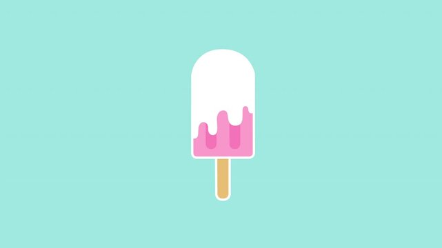 Animation of colorful popsicle dripping on pastel color background for composite and presentation. National ice cream day concept.