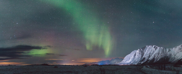 Northern lights - Norway - February arctic night sky with colorful aurora borealis  © Cristian Bortes