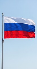Russia Flag Waving Under Clear Sky