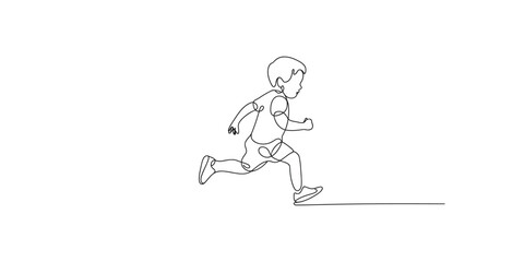 Fototapeta premium A simple line drawing of a person in mid-stride while running.
