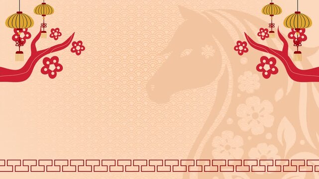 Simple Chinese New Year 2026 background with zodiac horse symbol