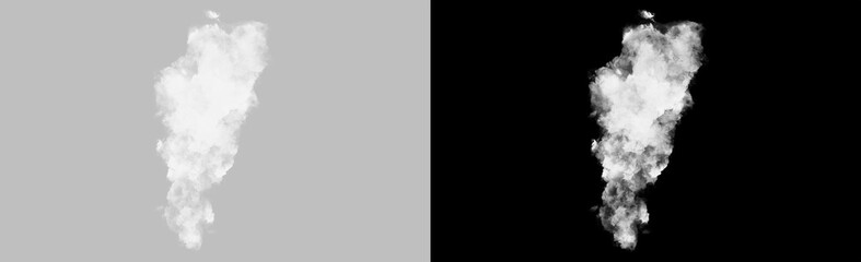 Rising white smoke column isolated on transparent background, textured organic vapor with soft diffusion and turbulent motion, realistic atmospheric effect overlay PNG © Pixora