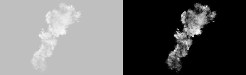 Slanted rising smoke stream isolated on transparent background, realistic drifting vapor with uneven turbulence and soft diffusion, dramatic atmospheric effect overlay PNG © Pixora