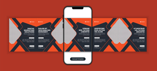 Digital Marketing Agency Social Media Carousel Post Design Template for Corporate, SaaS, and Business Growth Strategy