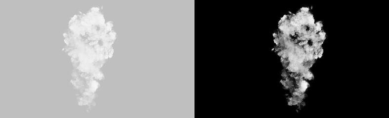 Rising white smoke plume isolated on transparent background, dense swirling vapor with soft diffusion and organic flow, realistic atmospheric effect, cinematic overlay PNG © Pixora