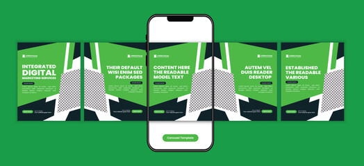 Digital Marketing Agency Social Media Carousel Post Design Template for Corporate, SaaS, and Business Growth Strategy