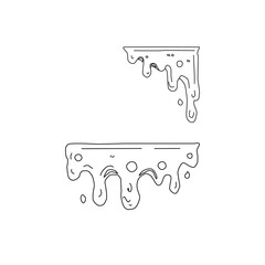 Drip Line Art Set Hand Drawn Liquid Melt Outline Shapes. Dripping Liquid Illustration Collection for Design Elements. Cartoon Drip Outline Vector Minimal Hand Drawn Style