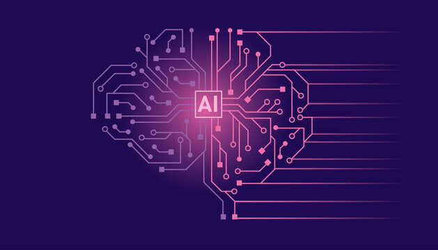 Vector illustration on the Theme of Artificial intelligence technology, Digital Human Brain, The process of thinking, Data, digital intelligence, machine learning, robot, and computer network concepts