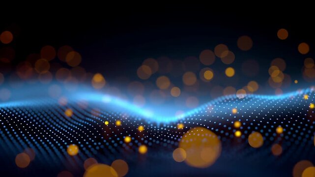 Glow digital chain block big cube crypto technology concept currency datum mountain cyberspace business network computer abstract communication background database programming future software