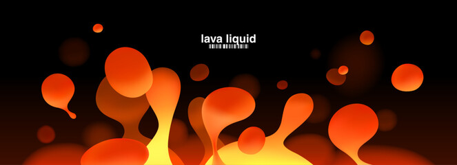 Lava 3d Abstract and Lamp Liquid Color with Orange Illustration Float. Shape Metaball Magma and Blob Background Red with Vector Effect Fluid. Gradient Lava Set and Art Lamp Form with Boiling. © drumcheg