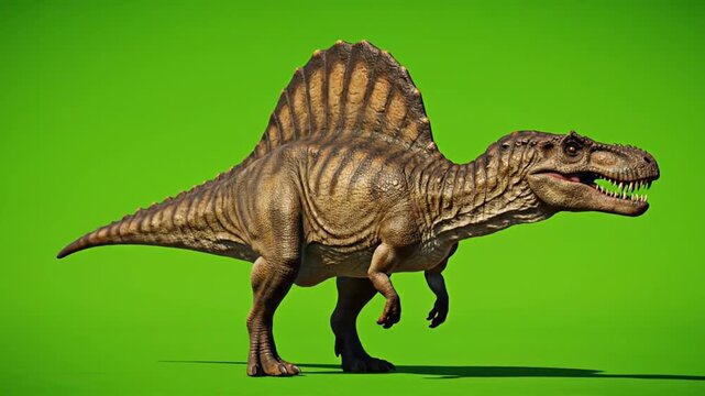A video dinosaurs greenscreen of a Parasaurolophus dinosaur standing in isolation