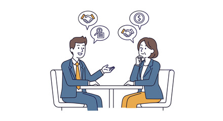 Man and Woman Discussing Business Ideas.