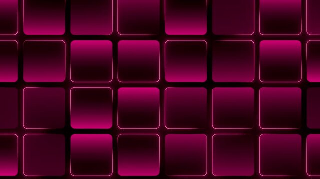 Futuristic Neon Pink Grid Glowing Rounded Square Pattern Background Looped Animation.