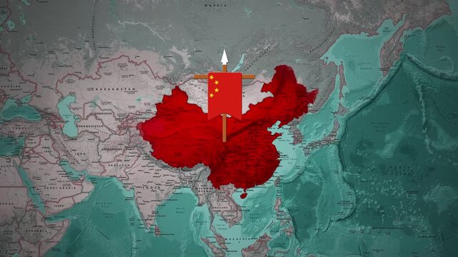 Motion Graphics Animation of China Map on East Asia Geographic Background
