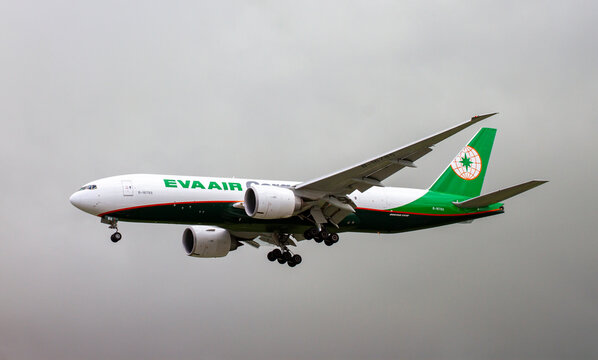Ho Chi Minh City, Vietnam - February 11, 2020 : A Boeing 777-F Airplane Of Eva Air Cargo With Registration B-16786  Landing At Tan Son Nhat International Airport.