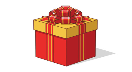 Vibrant Red Gift Box with Golden Top and Elegant Ribbon, Ready for Celebrations and Special Occasions
