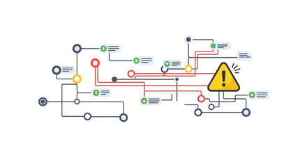 Cyber Security Network Warning and Alert Icon