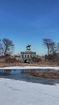 Lincoln Park At Chicago In Illinois United States. Downtown City. Leisure Park Landscape. Lincoln Park At Illinois United States. Metropolitan District. Winter Scenery.