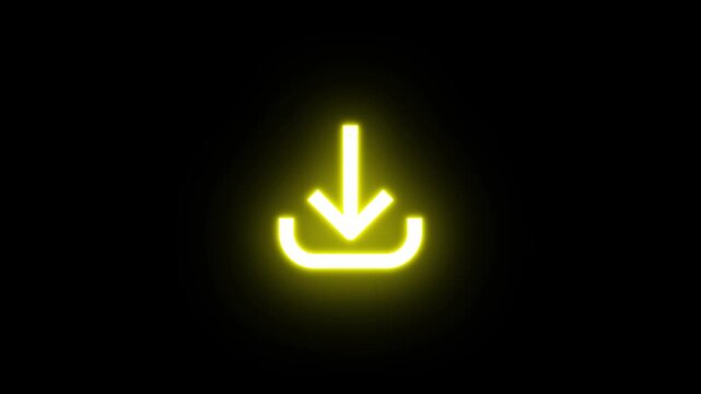 looped 3d animation. Illuminated download arrow. symbol animated neon icon vector