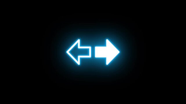 looped 3d animation. Neon arrows pointing in opposite directions. symbol animated neon icon vector