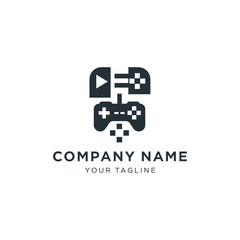 Modern Gaming Logo Design with Gamepad and Play Button.