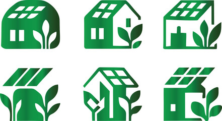 Rooftop garden icon set. Solar Punk Icon set. Solar punk architecture fans, harmonious icon, Vector illustration ! © ᗰᗩᐯI'S