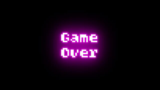 looped 3d animation. Game over screen animated neon icon vector