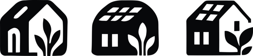 Rooftop garden icon set. Solar Punk Icon set. Solar punk architecture fans, harmonious icon, Vector illustration ! © ᗰᗩᐯI'S