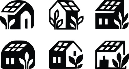 Rooftop garden icon set. Solar Punk Icon set. Solar punk architecture fans, harmonious icon, Vector illustration ! © ᗰᗩᐯI'S