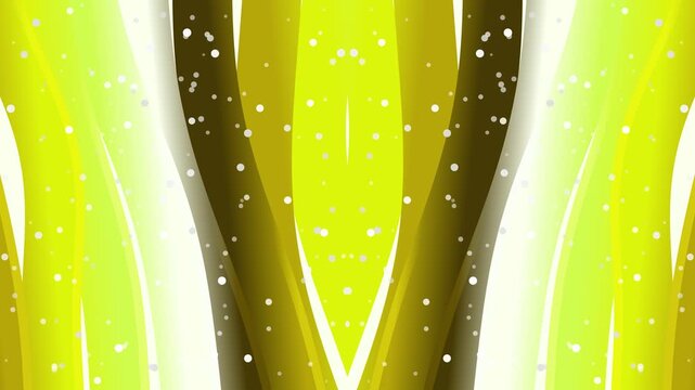 Dynamic abstract design with vibrant luminous green and golden-yellow elements, flowing and illuminated by sparkling particles, creating a strong sense of fluid, energetic motion