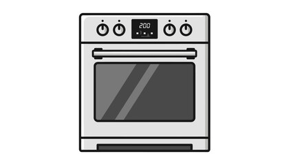 Obraz premium Modern digital oven with a clear glass door and digital display showing 200 degrees, perfect for home kitchens