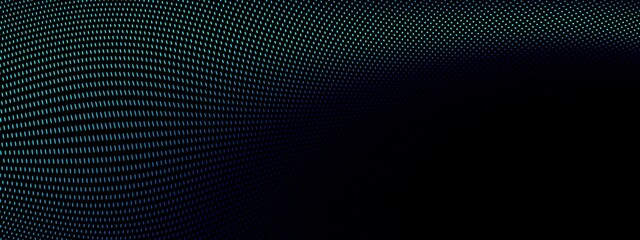 Blue teal digital particles wave flow, Digital cyberspace abstract background