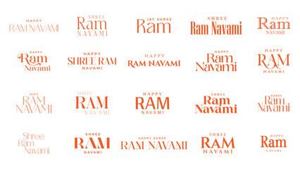 Shree Ram Navami Typography text design. Happy Ram Navami festival of India. A simple typography happy Ram Navami vector art design . © King Designz