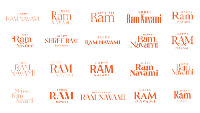 Shree Ram Navami Typography text design. Happy Ram Navami festival of India. A simple typography happy Ram Navami vector art design .