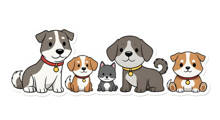 Set sticker group of dogs
