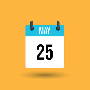 Calendar Page Showing May 25 on Yellow Background date